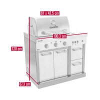 Char-Broil ULTIMATE 3200, Outdoor-Küche Grillmodul,  3 Hauptbrenner je 2,2 kW, 1003 x 673 x 1200mm